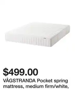 Ikea VÅGSTRANDA Pocket spring mattress, medium firm/white offer