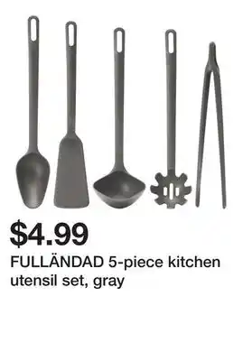 Ikea FULLÄNDAD 5-piece kitchen utensil set, gray offer