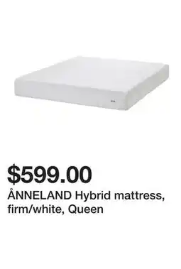 Ikea ÅNNELAND Hybrid mattress, firm/white, Queen offer