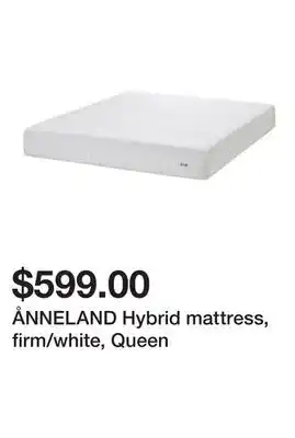 Ikea ÅNNELAND Hybrid mattress, firm/white, Queen offer