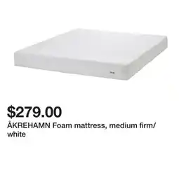 Ikea ÅKREHAMN Foam mattress, medium firm/white offer