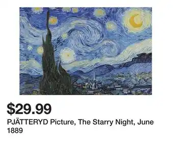 Ikea PJÄTTERYD Picture, The Starry Night, June 1889 offer