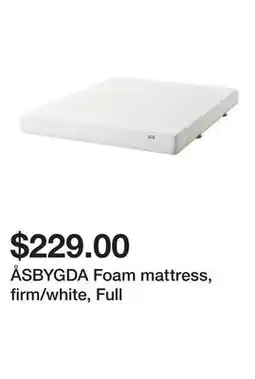 Ikea ÅSBYGDA Foam mattress, firm/white, Full offer