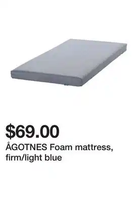 Ikea ÅGOTNES Foam mattress, firm/light blue offer