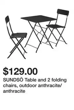 Ikea SUNDSÖ Table and 2 folding chairs, outdoor anthracite/anthracite offer