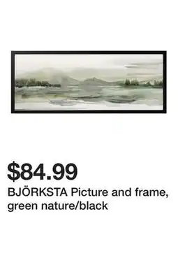 Ikea BJÖRKSTA Picture and frame, green nature/black offer