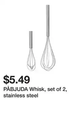 Ikea PÅBJUDA Whisk, set of 2, stainless steel offer