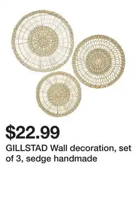 Ikea GILLSTAD Wall decoration, set of 3, sedge handmade offer