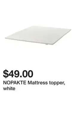 Ikea NOPAKTE Mattress topper, white offer