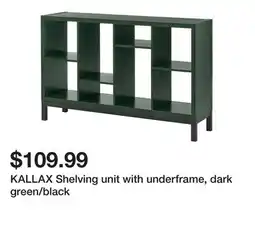 Ikea KALLAX Shelving unit with underframe, dark green/black offer