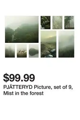 Ikea PJÄTTERYD Picture, set of 9, Mist in the forest offer