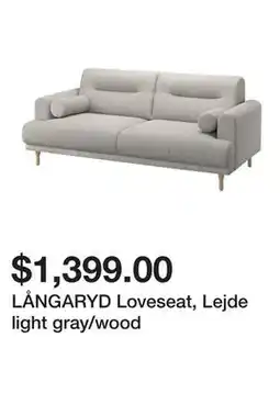 Ikea LÅNGARYD Loveseat, Lejde light gray/wood offer