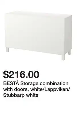 Ikea BESTÅ Storage combination with doors, white/Lappviken/Stubbarp white offer