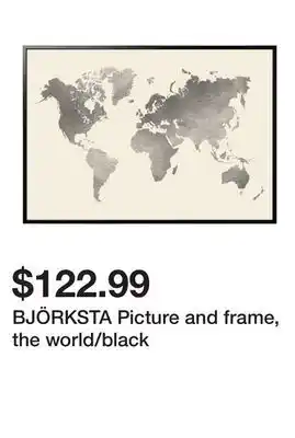 Ikea BJÖRKSTA Picture and frame, the world/black offer