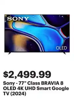 Best Buy Sony - 77 Class BRAVIA 8 OLED 4K UHD Smart Google TV (2024) offer