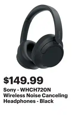 Best Buy Sony - WHCH720N Wireless Noise Canceling Headphones - Black offer