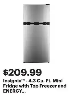 Best Buy Insignia - 4.3 Cu. Ft. Mini Fridge with Top Freezer and ENERGY STAR Certification - Stainless Steel offer