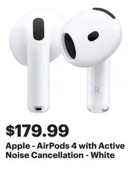 Best Buy Apple - AirPods 4 with Active Noise Cancellation - White offer