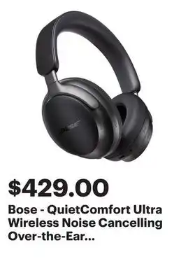 Best Buy Bose - QuietComfort Ultra Wireless Noise Cancelling Over-the-Ear Headphones - Black offer