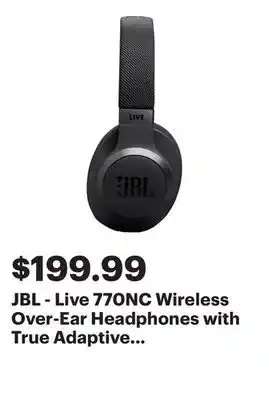 Best Buy JBL - Live 770NC Wireless Over-Ear Headphones with True Adaptive Noise Cancelling - Black offer