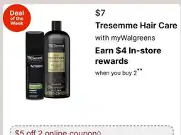 Walgreens Tresemme Hair Care offer