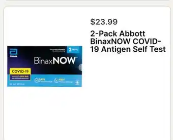 Walgreens 2-Pack Abbott BinaxNOW COVID-19 Antigen Self Test offer