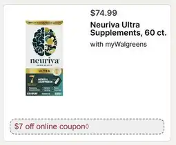 Walgreens Neuriva Ultra Supplements, 60 ct offer