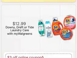 Walgreens Laundry Care Downy, Dreft or Tide offer