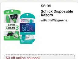 Walgreens Schick Disposable Razors offer