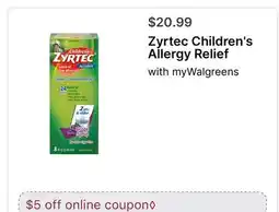 Walgreens Zyrtec Children's Allergy Relief offer