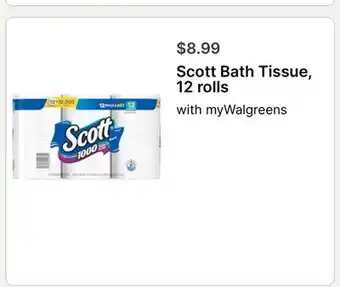 Walgreens Scott Bath Tissue offer