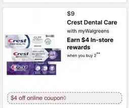 Walgreens Crest Dental Care offer