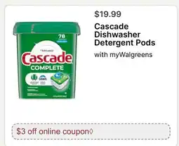 Walgreens Cascade Dishwasher Detergent Pods offer