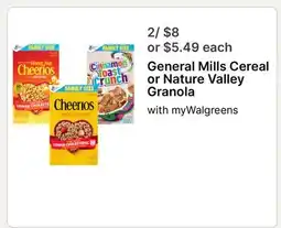 Walgreens General Mills Cereal or Nature Valley Granola offer