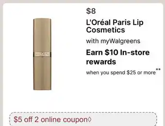 Walgreens L'Oréal Paris Lip Cosmetics offer