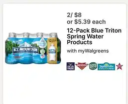 Walgreens 12-Pack Blue Triton Spring Water Products offer