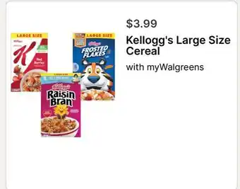 Walgreens Kellogg's Large Size Cereal offer