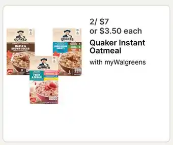 Walgreens Quaker Instant Oatmeal offer