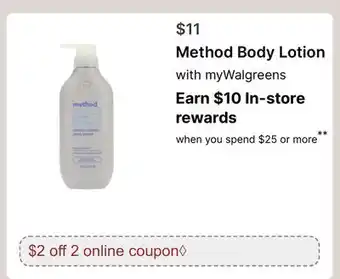 Walgreens Method Body Lotion offer