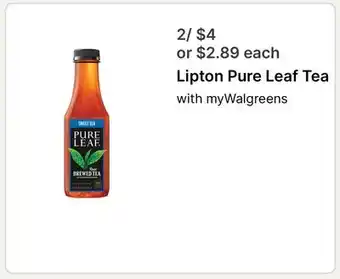 Walgreens Lipton Pure Leaf Tea offer