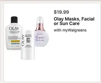 Walgreens Olay Masks, Facial or Sun Care offer