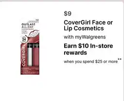 Walgreens CoverGirl Face or Lip Cosmetics offer