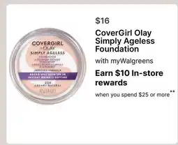 Walgreens CoverGirl Olay Simply Ageless Foundation offer