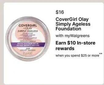 Walgreens CoverGirl Olay Simply Ageless Foundation offer