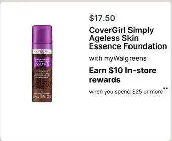 Walgreens CoverGirl Simply Ageless Skin Essence Foundation offer