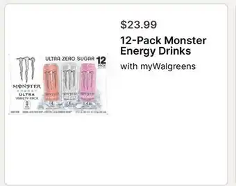 Walgreens 12-Pack Monster Energy Drinks offer