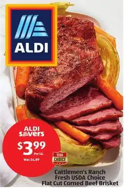 Aldi Cattlemen's Ranch Fresh USDA Choice Flat Cut Corned Beef Brisket offer