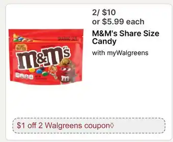 Walgreens M&M's Share Size Candy offer