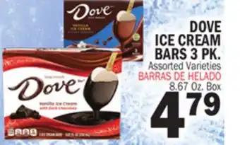 Bravo Supermarkets DOVE ICE CREAM BARS 3 PK offer