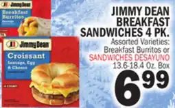 Bravo Supermarkets JIMMY DEAN BREAKFAST SANDWICHES 4 PK offer